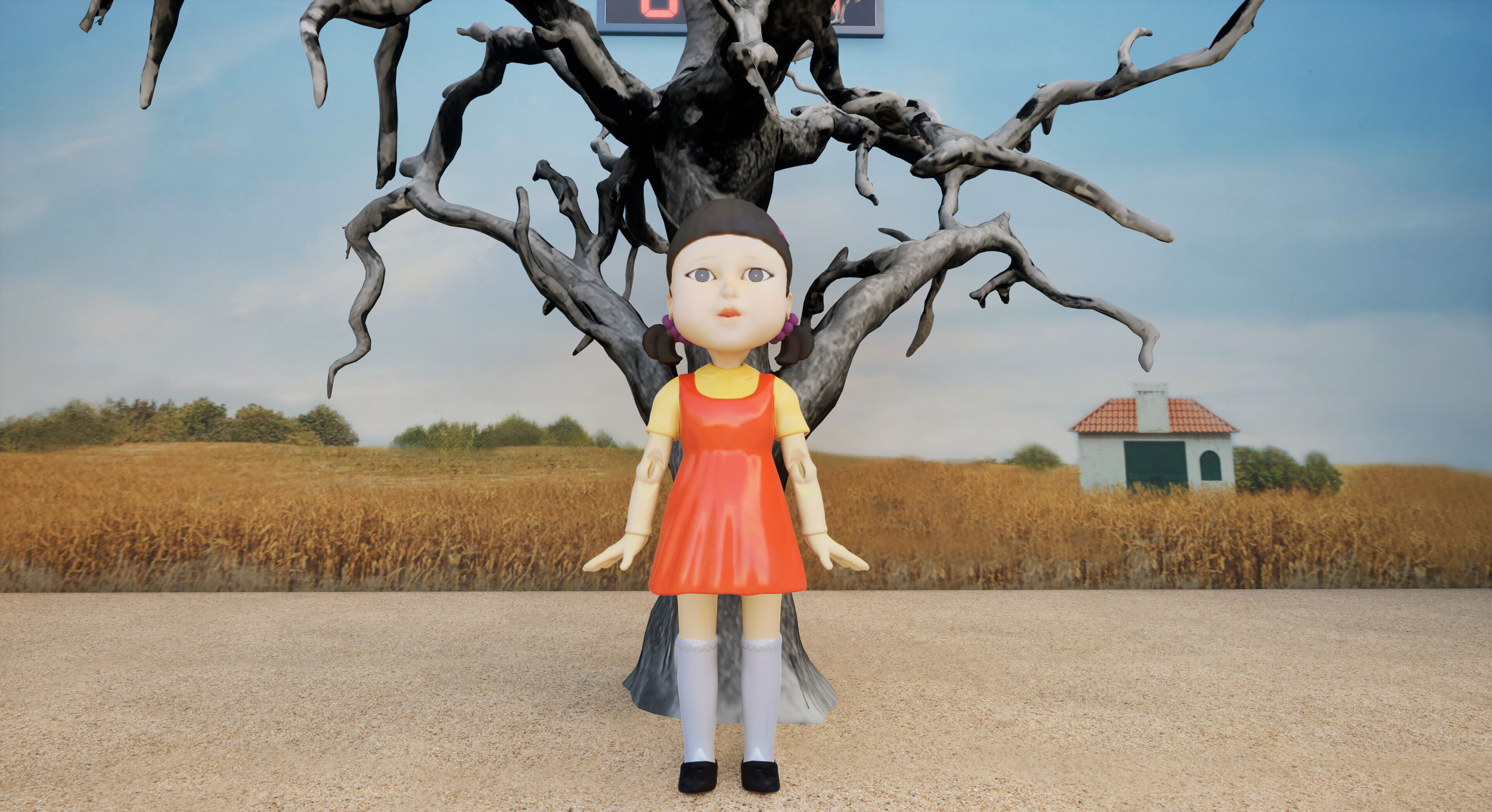 Squid Game - Red Light Green Light Doll Map with Characters Low-poly 3D model_29