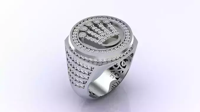 Print Ready STL 3DM  Gents Rings Diamond Men Ring 