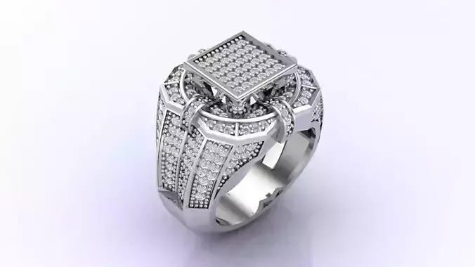 Print Ready STL 3DM  Gents Rings Diamond Men Ring 