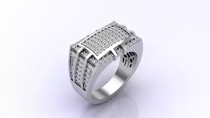 Print Ready STL 3DM  Gents Rings Diamond Men Ring 