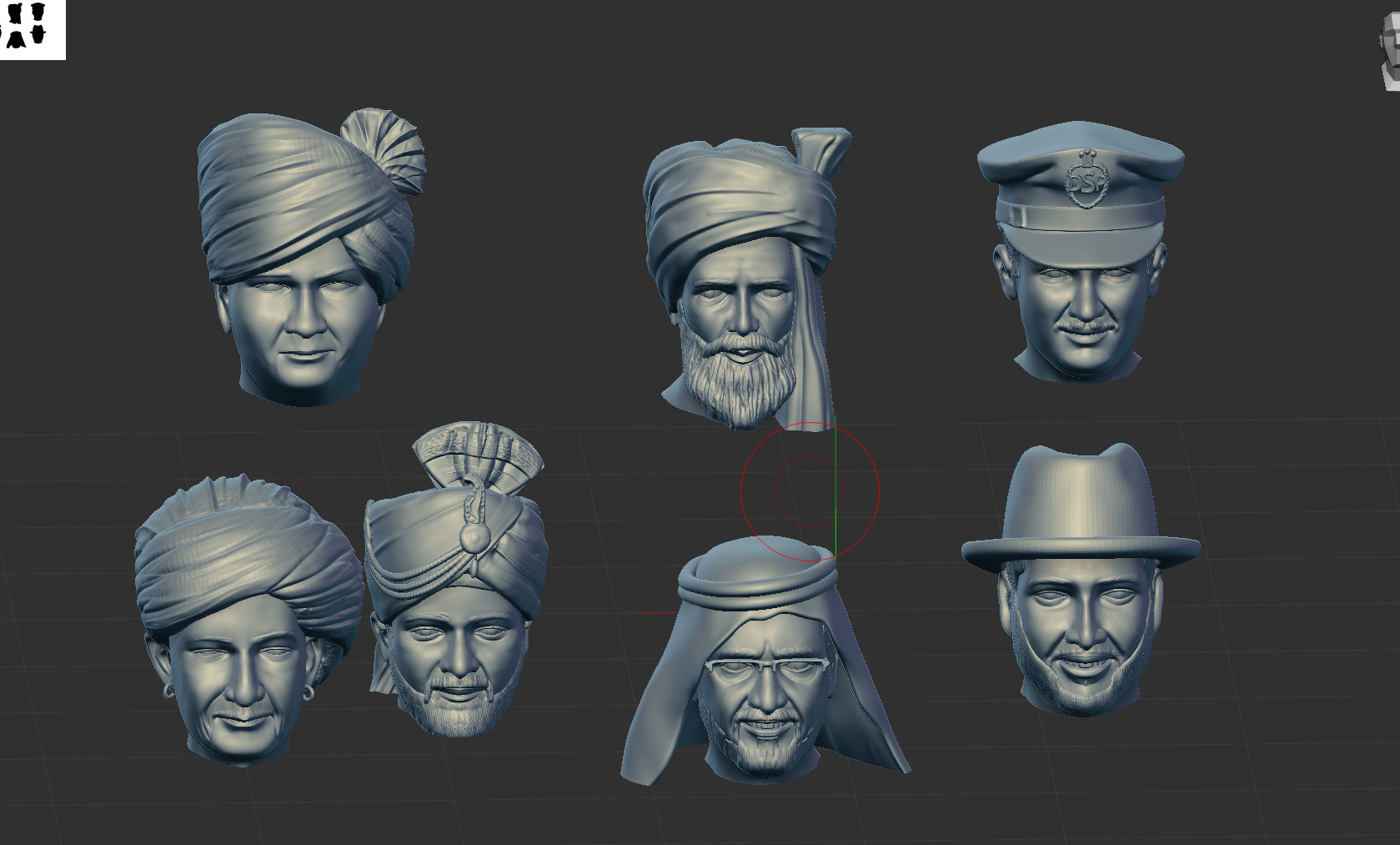 Realistic Male Heads  3D print model_1