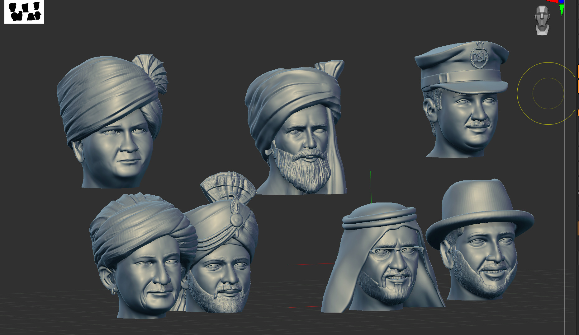 Realistic Male Heads  3D print model_3