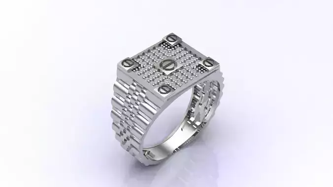 Print Ready STL 3DM  Gents Rings Diamond Men Ring 