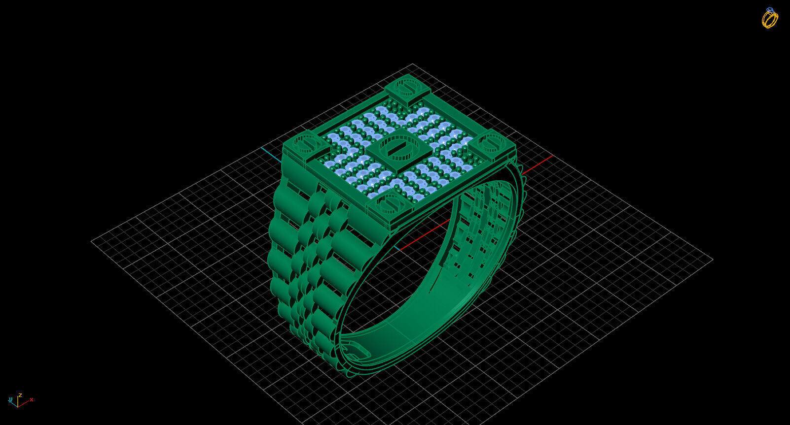 Print Ready STL 3DM Gents Rings Diamond Men Ring 3D print model_2
