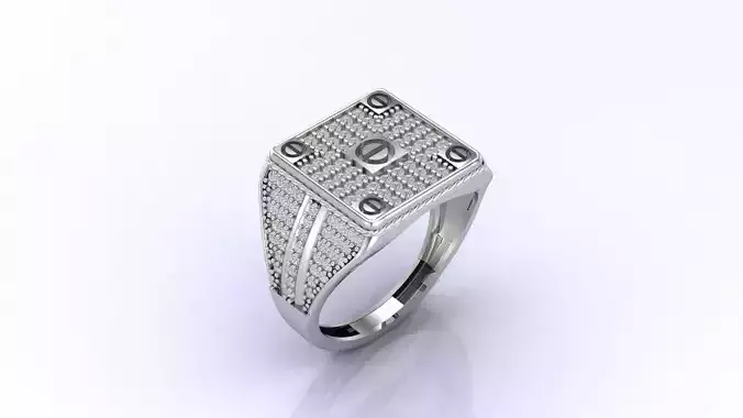 Print Ready STL 3DM  Gents Rings Diamond Men Ring 