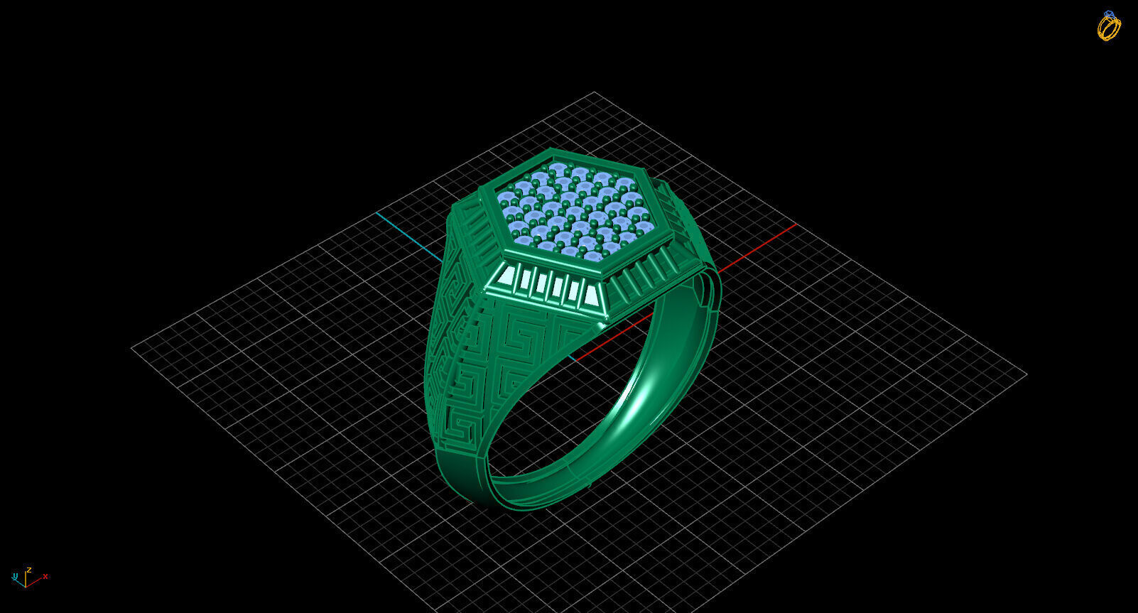 Print Ready STL 3DM Gents Rings Diamond Men Ring 3D print model_2