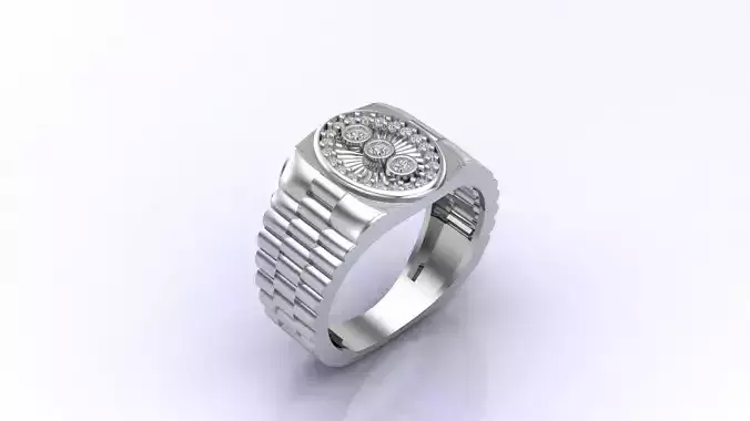 Print Ready STL 3DM  Gents Rings Diamond Men Ring 