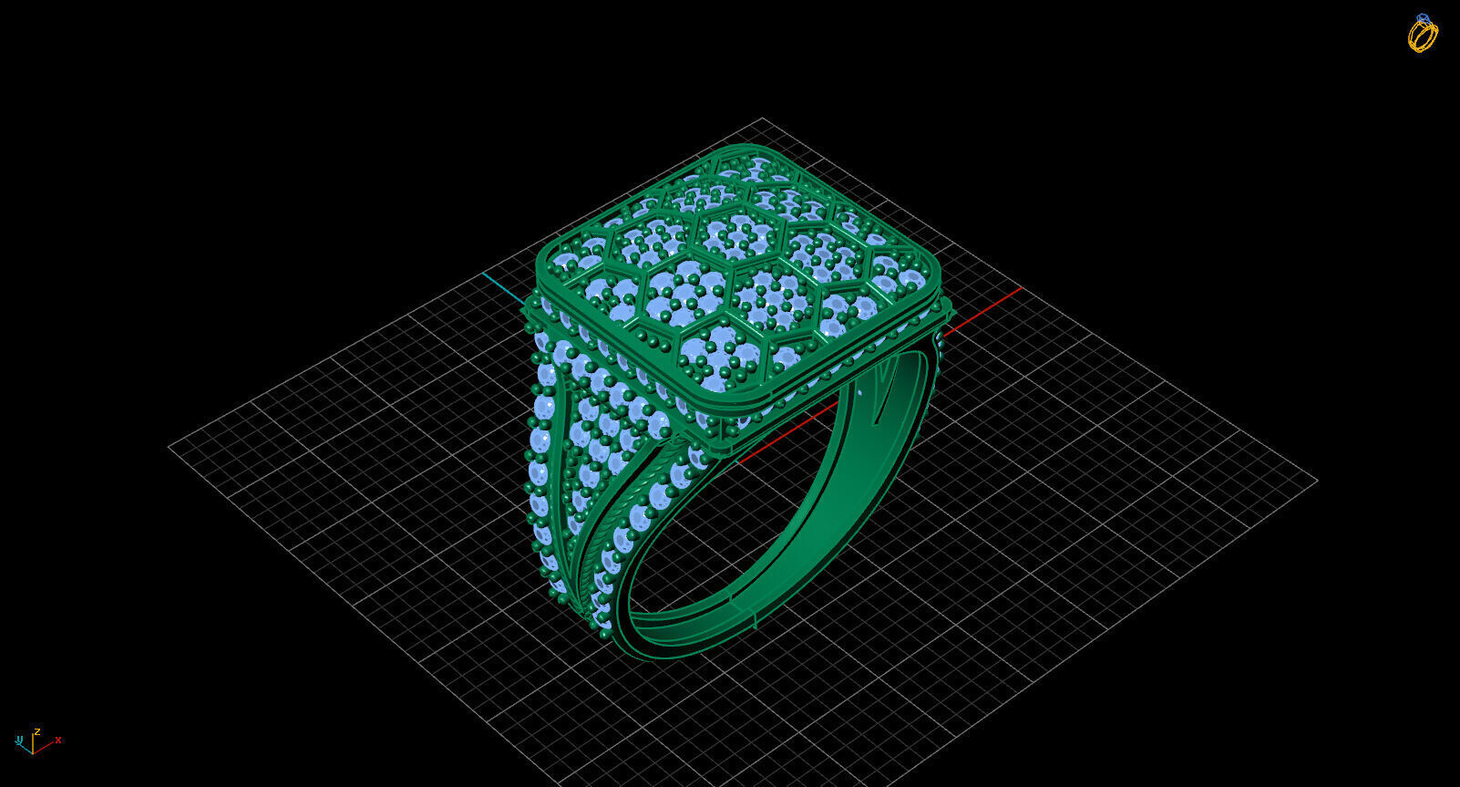 Print Ready STL 3DM  Gents Rings Diamond Men Ring  3D print model_2