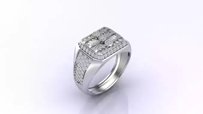 Print Ready STL 3DM  Gents Rings Diamond Men Ring 