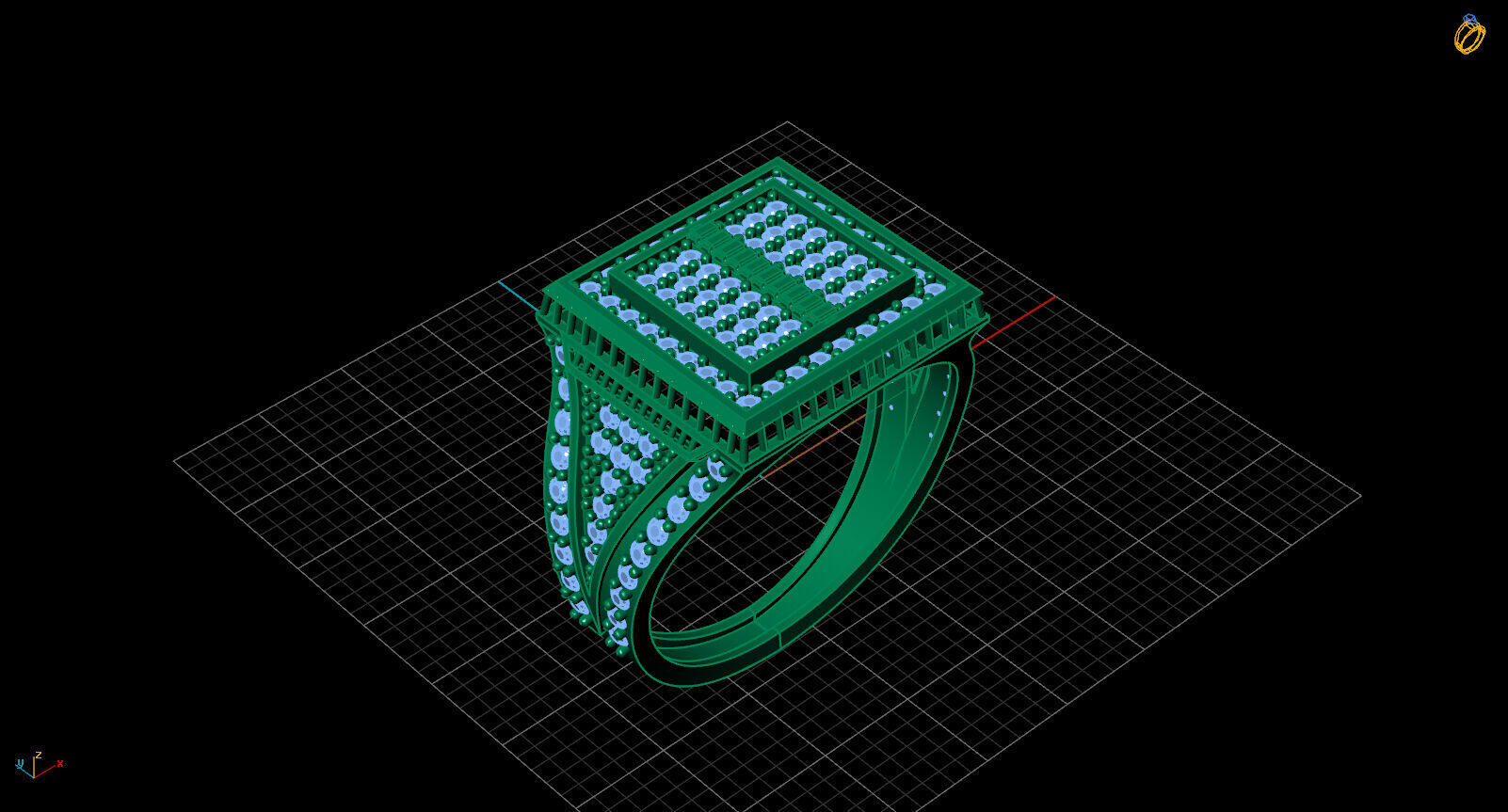 Print Ready STL 3DM  Gents Rings Diamond Men Ring  3D print model_2
