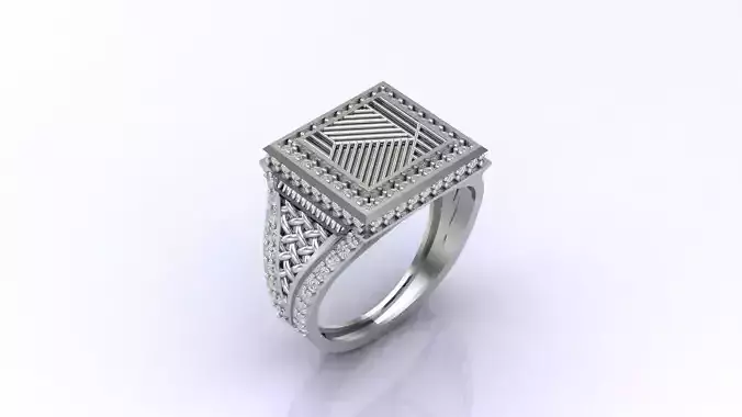 Print Ready STL 3DM  Gents Rings Diamond Men Ring 