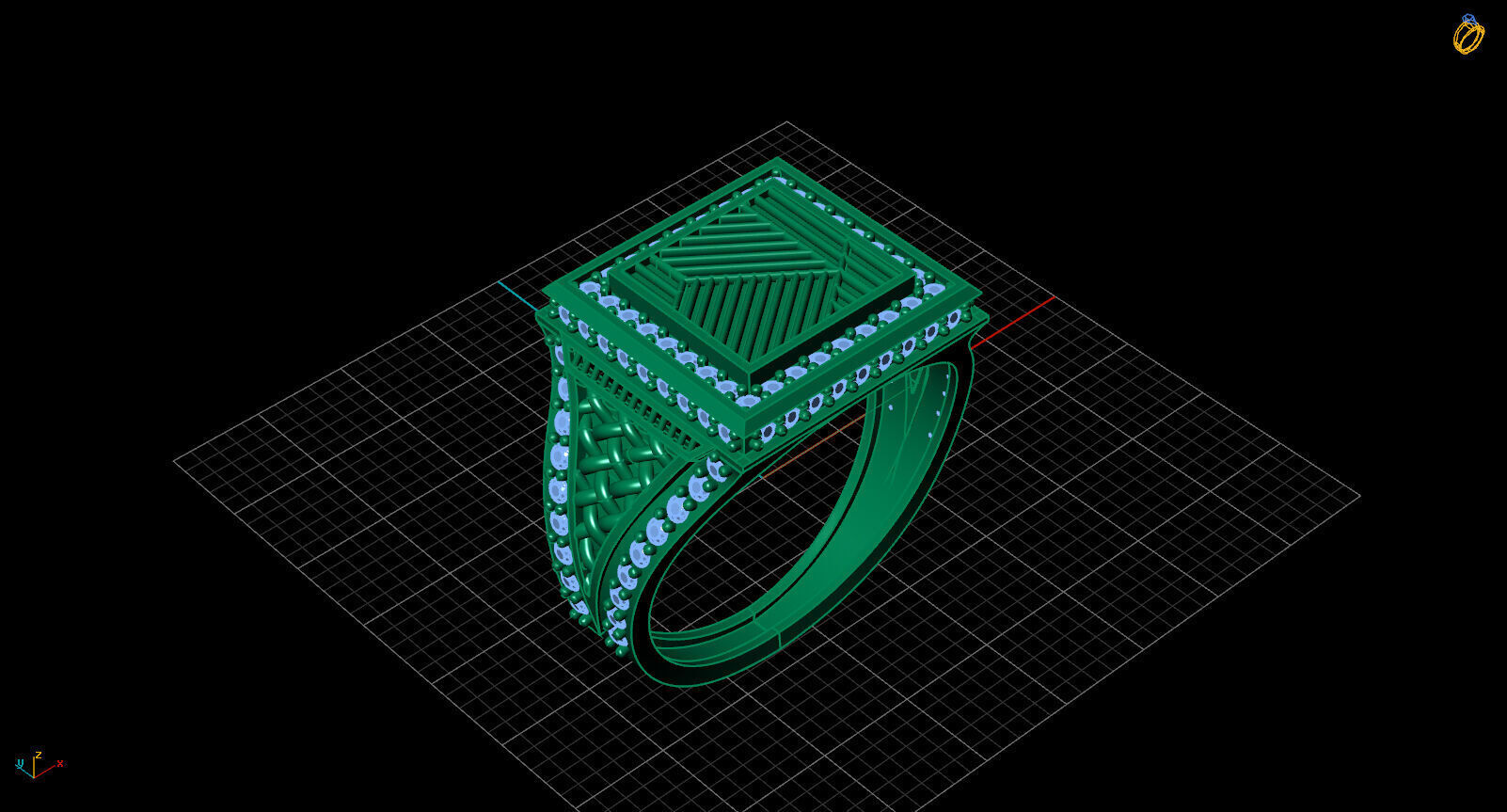 Print Ready STL 3DM  Gents Rings Diamond Men Ring  3D print model_2