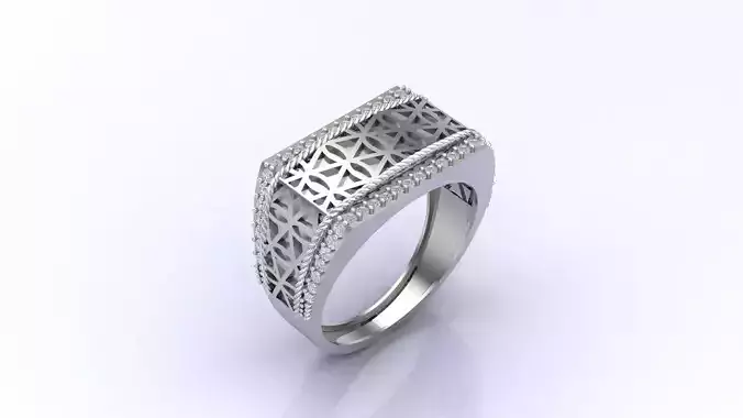 Print Ready STL 3DM  Gents Rings Diamond Men Ring 