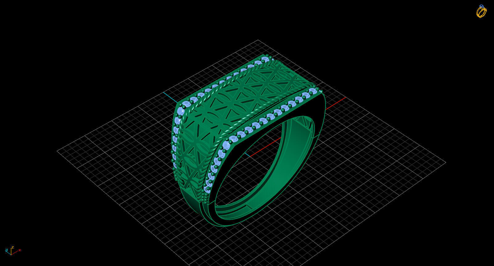 Print Ready STL 3DM Gents Rings Diamond Men Ring 3D print model_2