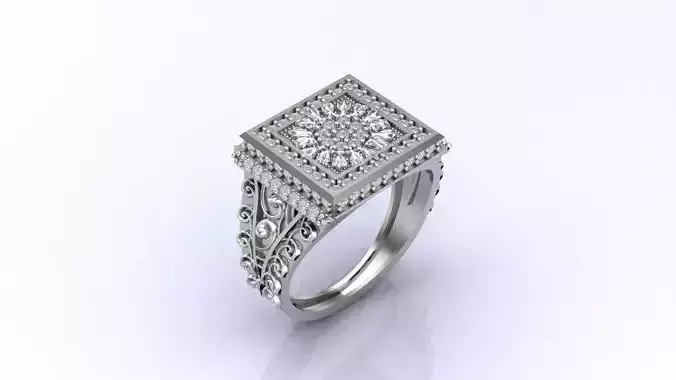 Print Ready STL 3DM  Gents Rings Diamond Men Ring 