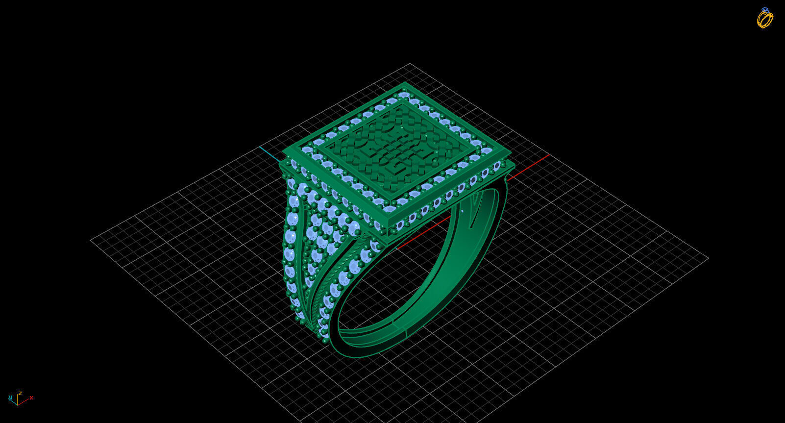 Print Ready STL 3DM  Gents Rings Diamond Men Ring  3D print model_2
