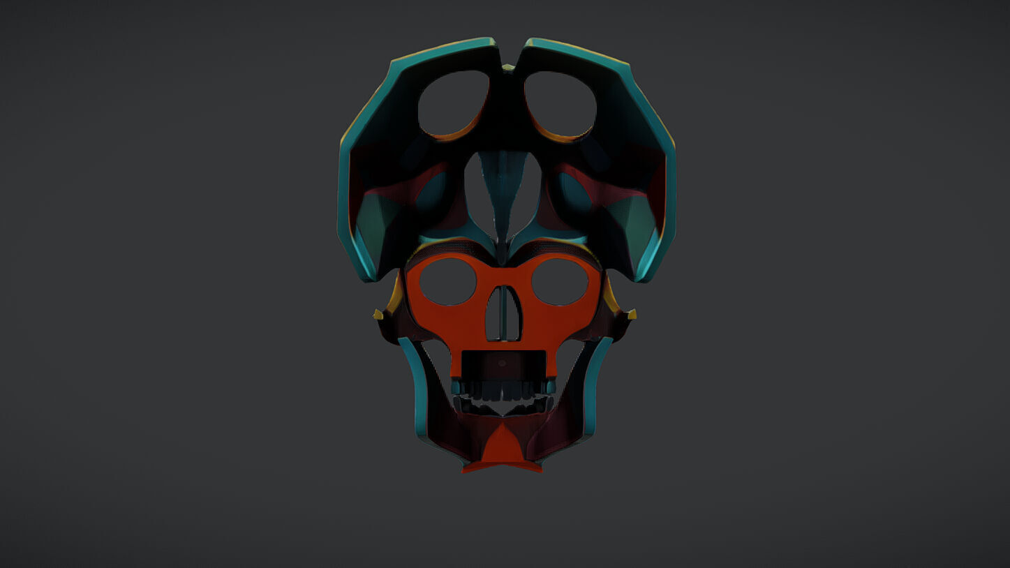 colorful abstract skull 3D model_2