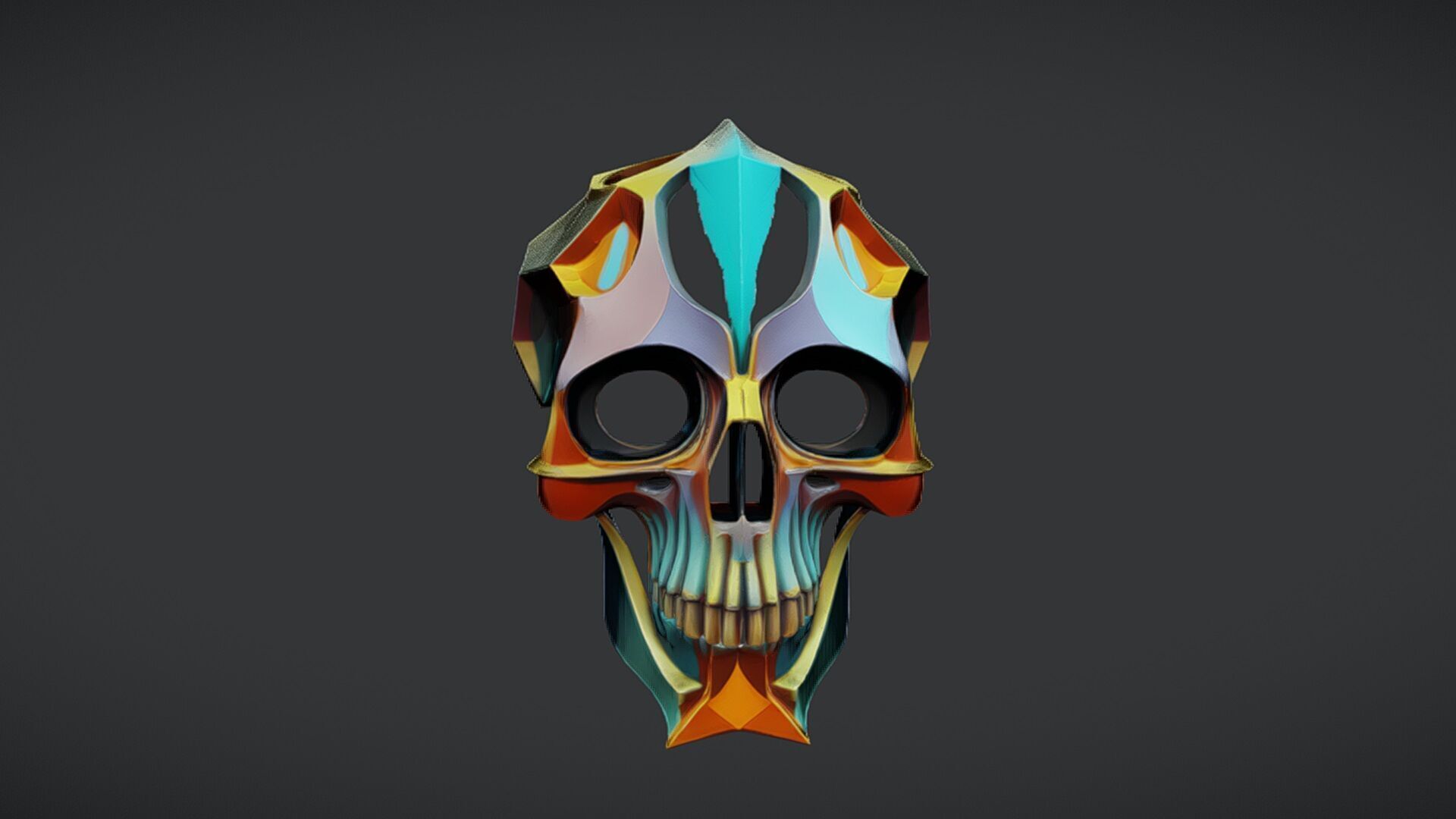 colorful abstract skull 3D model_4