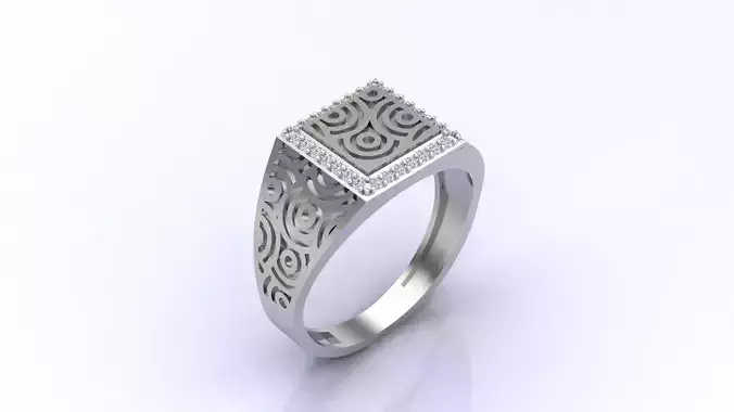 Print Ready STL 3DM  Gents Rings Diamond Men Ring 