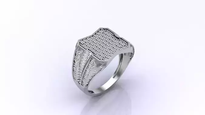 Print Ready STL 3DM  Gents Rings Diamond Men Ring 