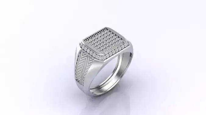 Print Ready STL 3DM  Gents Rings Diamond Men Ring 