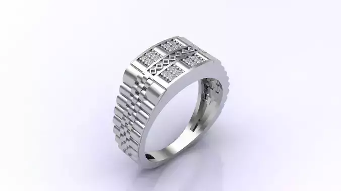 Print Ready STL 3DM  Gents Rings Diamond Men Ring 
