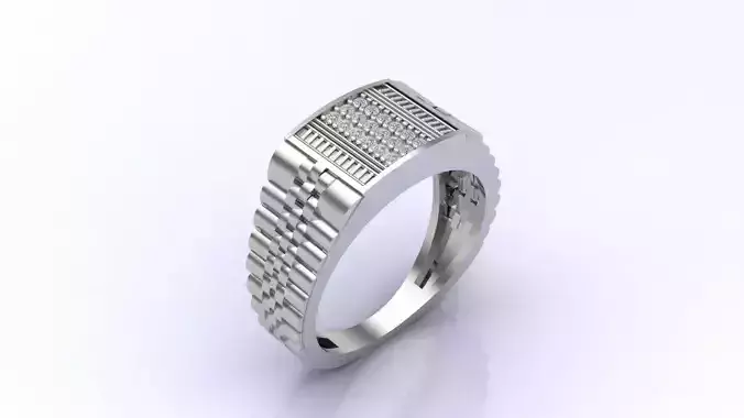 Print Ready STL 3DM  Gents Rings Diamond Men Ring 