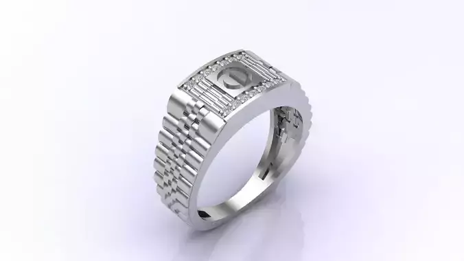 Print Ready STL 3DM  Gents Rings Diamond Men Ring 