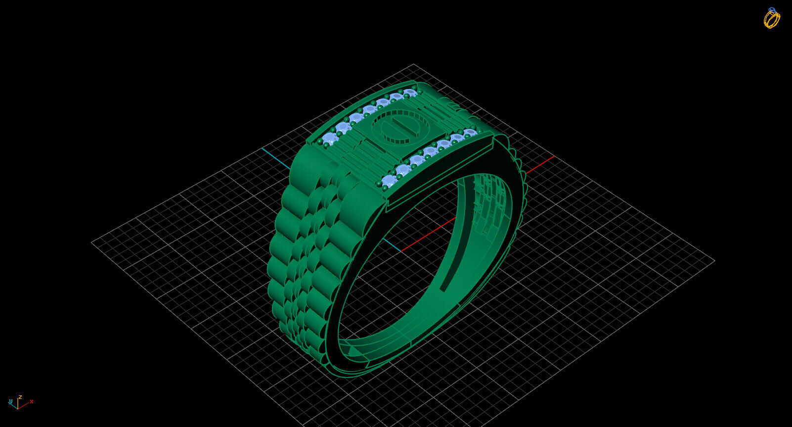 Print Ready STL 3DM  Gents Rings Diamond Men Ring  3D print model_2