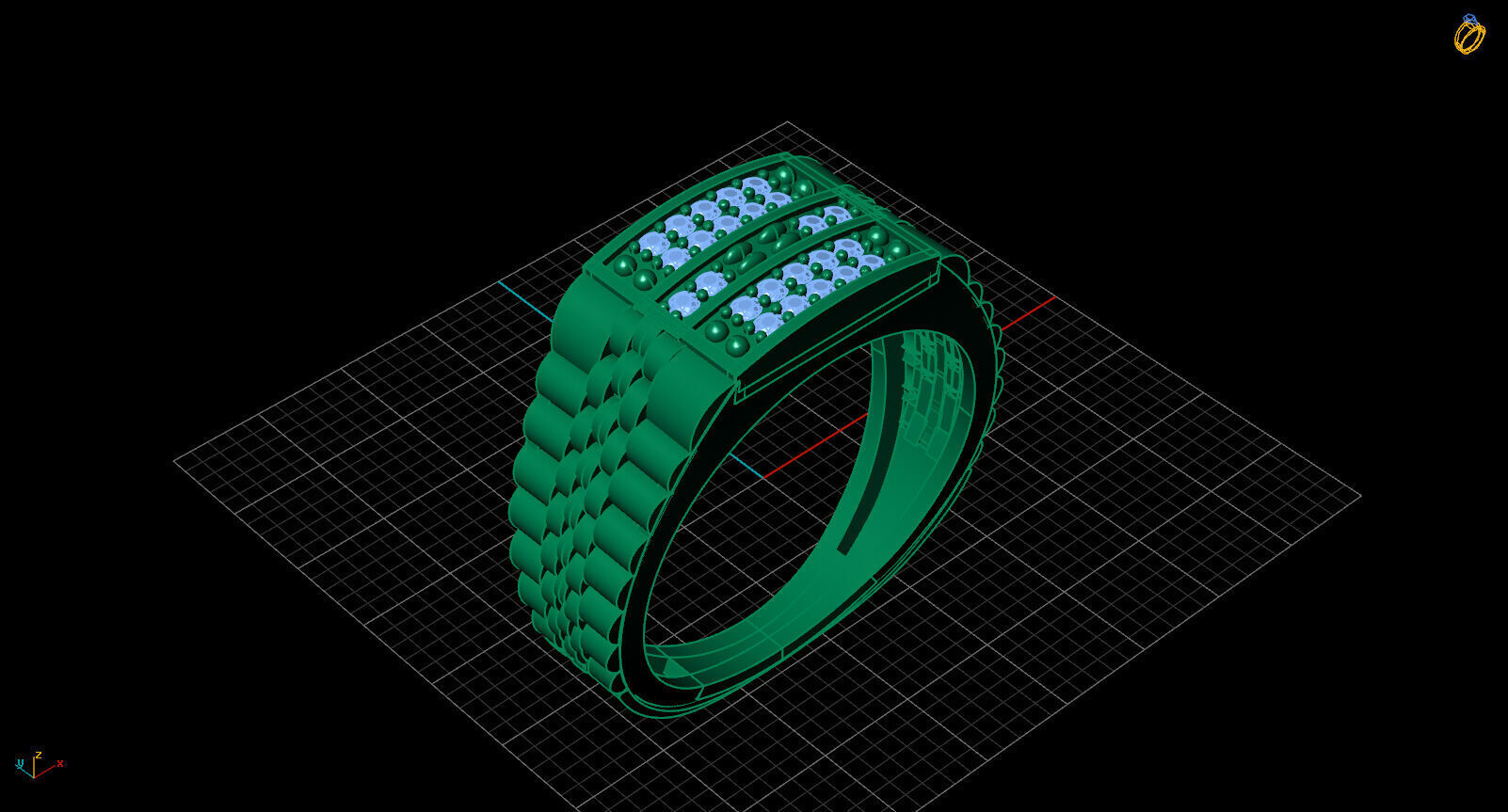 Print Ready STL 3DM  Gents Rings Diamond Men Ring  3D print model_2