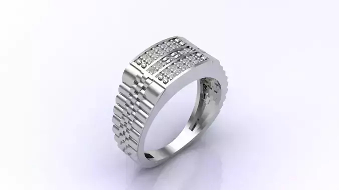 Print Ready STL 3DM  Gents Rings Diamond Men Ring 