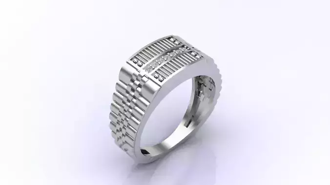 Print Ready STL 3DM  Gents Rings Diamond Men Ring 