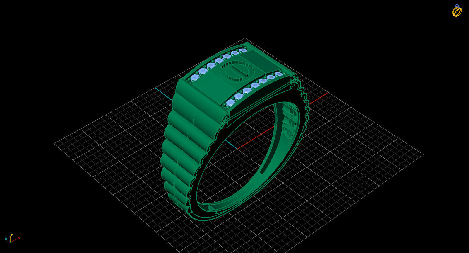 Print Ready STL 3DM Gents Rings Diamond Men Ring 3D print model_2