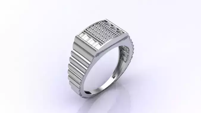 Print Ready STL 3DM  Gents Rings Diamond Men Ring 