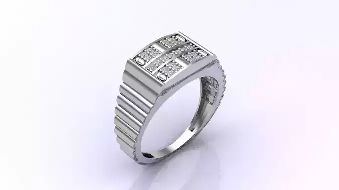 Print Ready STL 3DM  Gents Rings Diamond Men Ring 