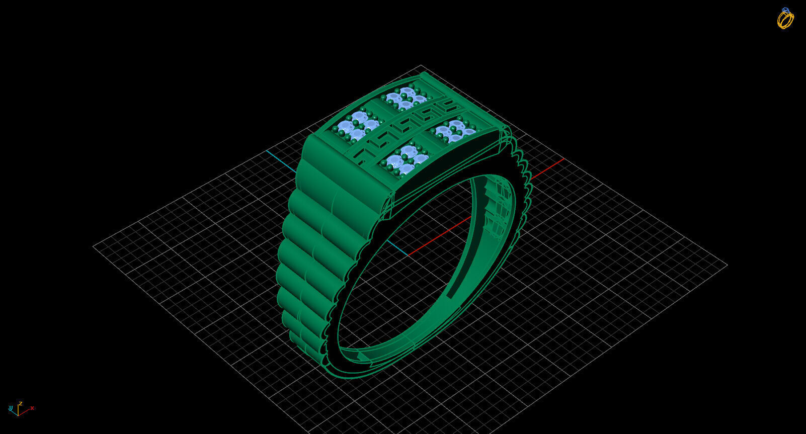 Print Ready STL 3DM  Gents Rings Diamond Men Ring  3D print model_2