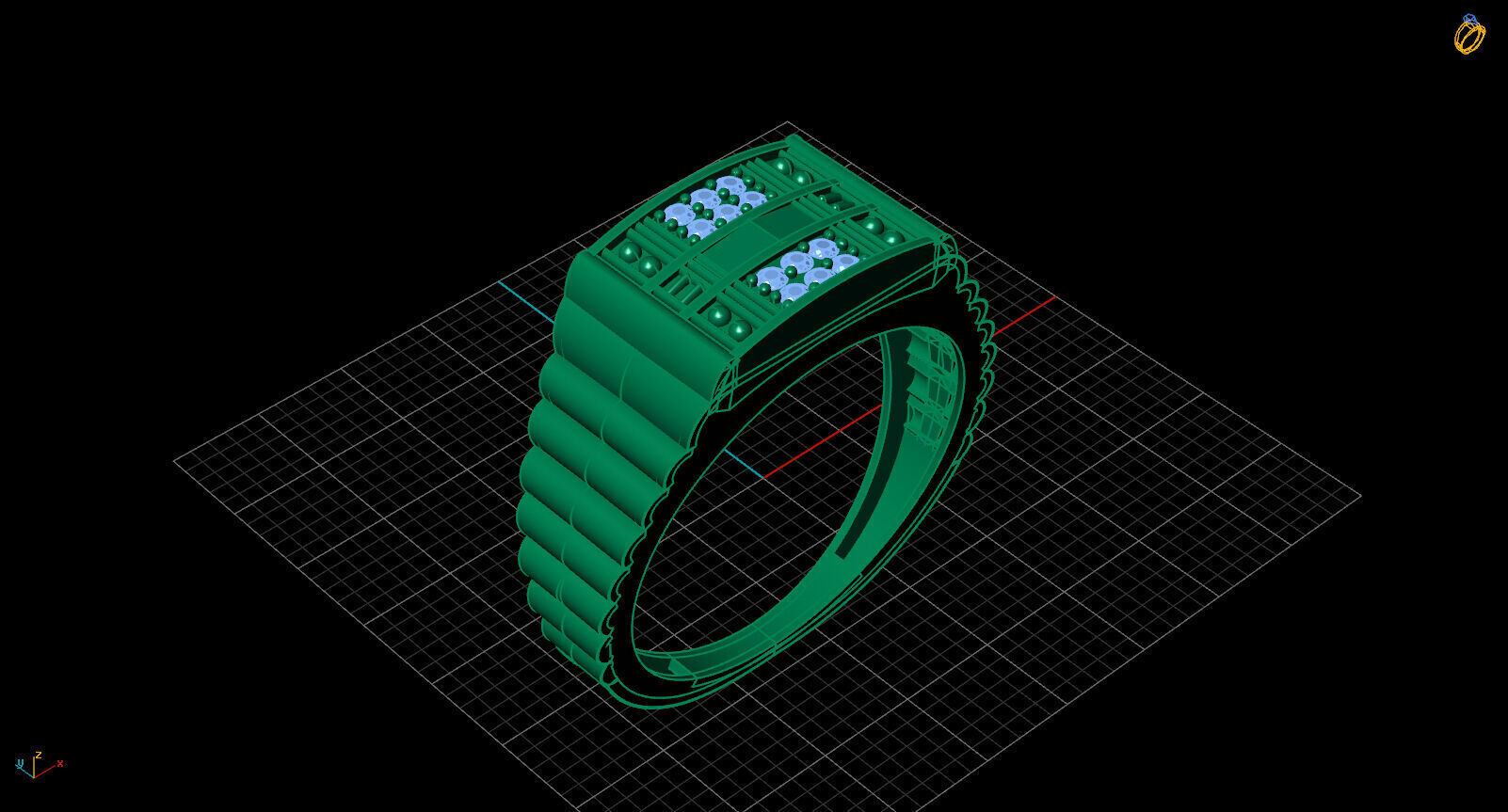 Print Ready STL 3DM Gents Rings Diamond Men Ring 3D print model_2