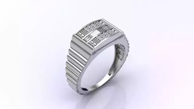 Print Ready STL 3DM  Gents Rings Diamond Men Ring 