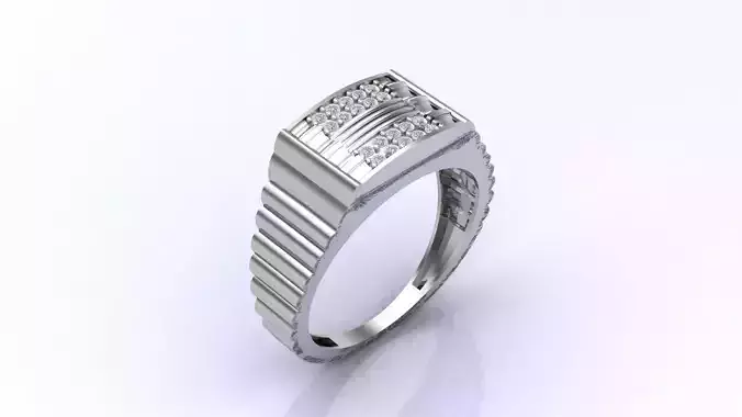 Print Ready STL 3DM  Gents Rings Diamond Men Ring 
