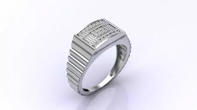 Print Ready STL 3DM  Gents Rings Diamond Men Ring 