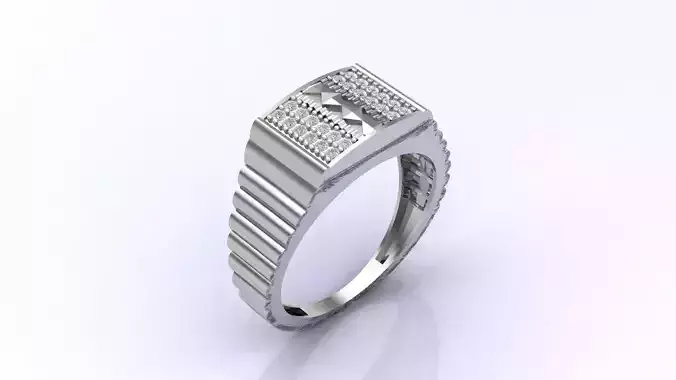 Print Ready STL 3DM  Gents Rings Diamond Men Ring 