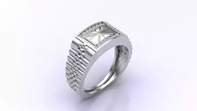 Print Ready STL 3DM  Gents Rings Diamond Men Ring 