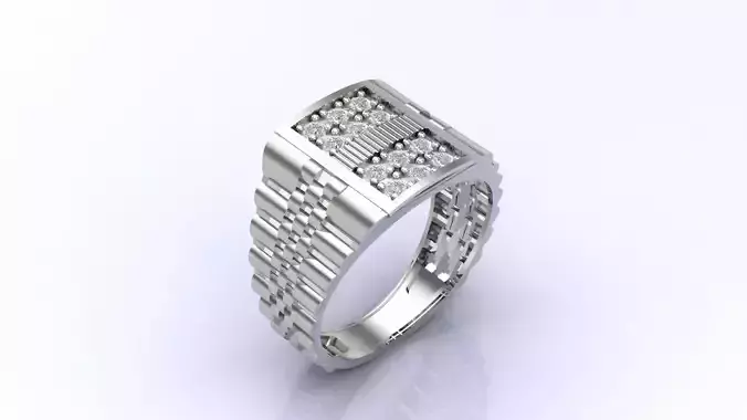 Print Ready STL 3DM  Gents Rings Diamond Men Ring 