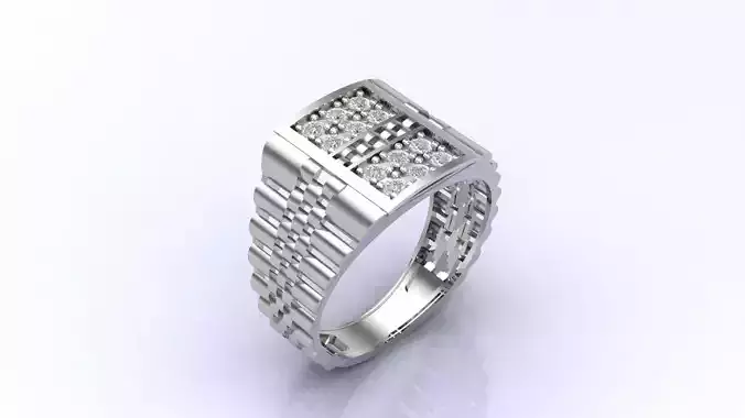 Print Ready STL 3DM  Gents Rings Diamond Men Ring 