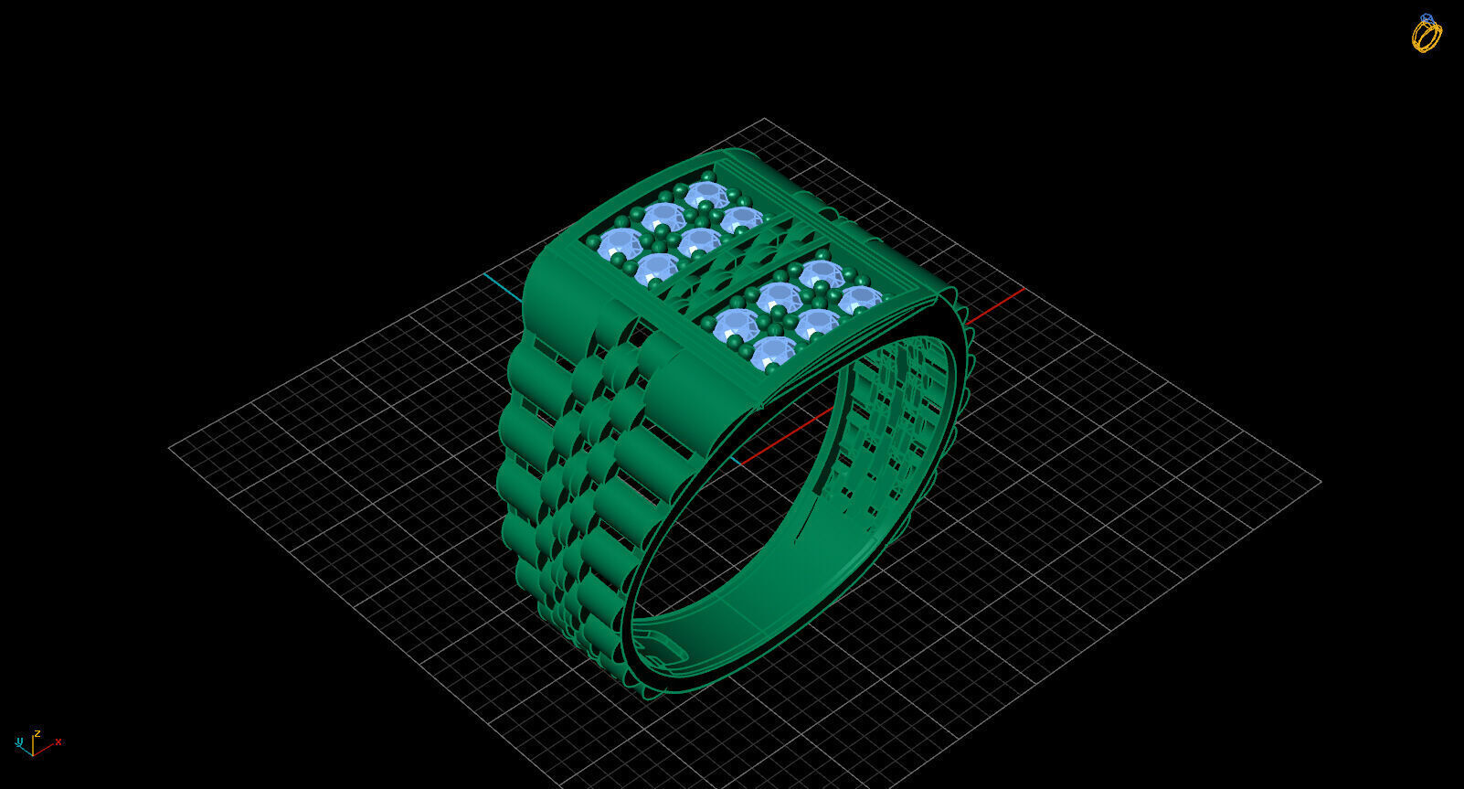 Print Ready STL 3DM Gents Rings Diamond Men Ring 3D print model_2