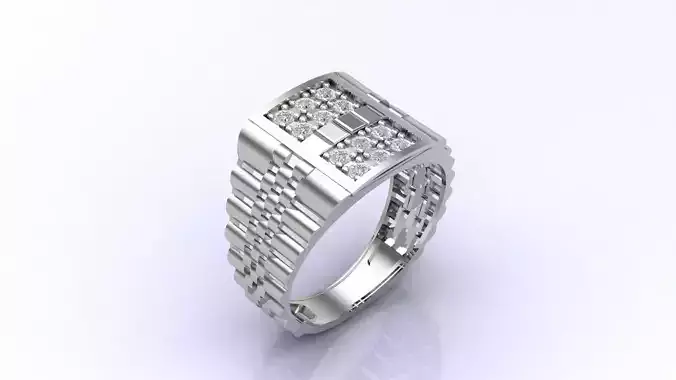 Print Ready STL 3DM  Gents Rings Diamond Men Ring 