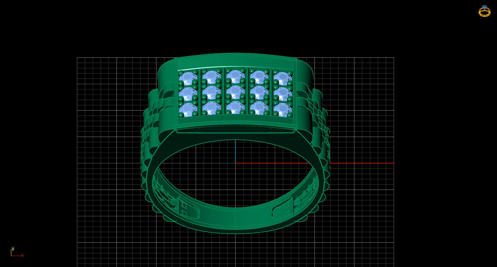 Print Ready STL 3DM Gents Rings Diamond Men Ring 3D print model_3