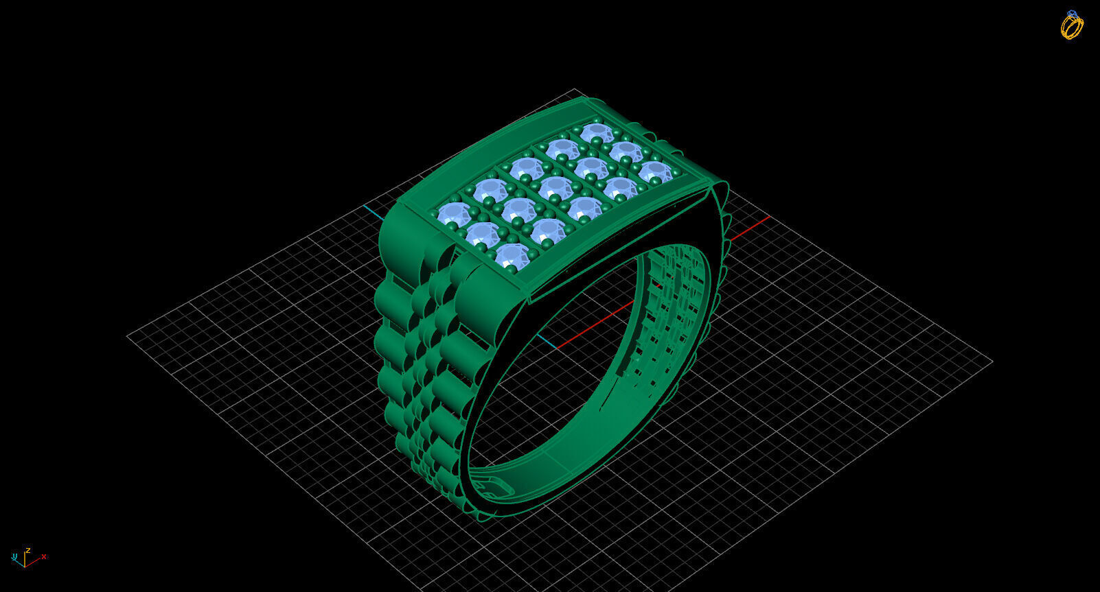 Print Ready STL 3DM Gents Rings Diamond Men Ring 3D print model_2