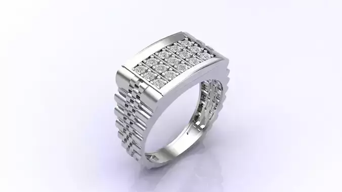 Print Ready STL 3DM  Gents Rings Diamond Men Ring 