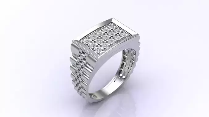 Print Ready STL 3DM  Gents Rings Diamond Men Ring 